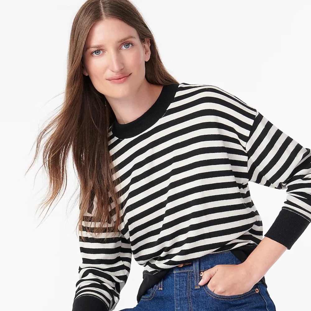 J. Crew SUPERCOZY MOCKNECK PULLOVER IN STRIPE